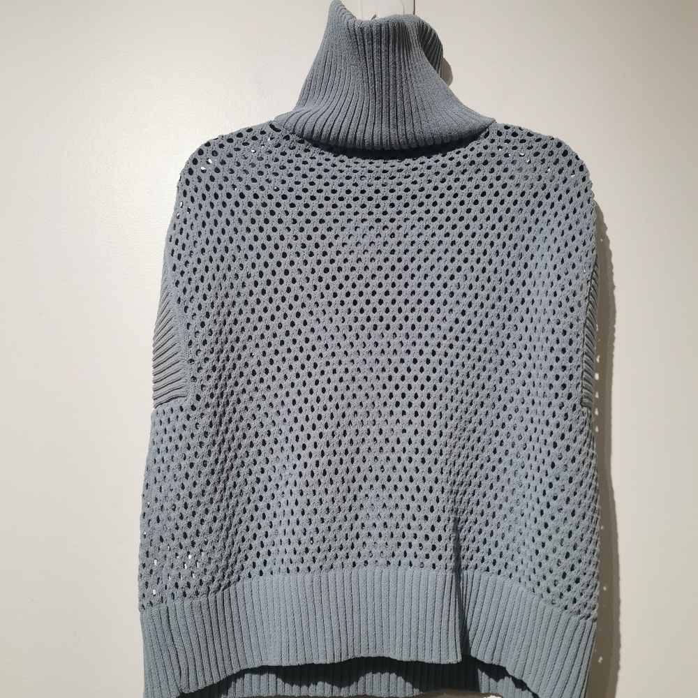 Joie Light Blue Large Half Zip Knit Sweater Vest Very Unique Piece Oversized - Picture 4 of 6